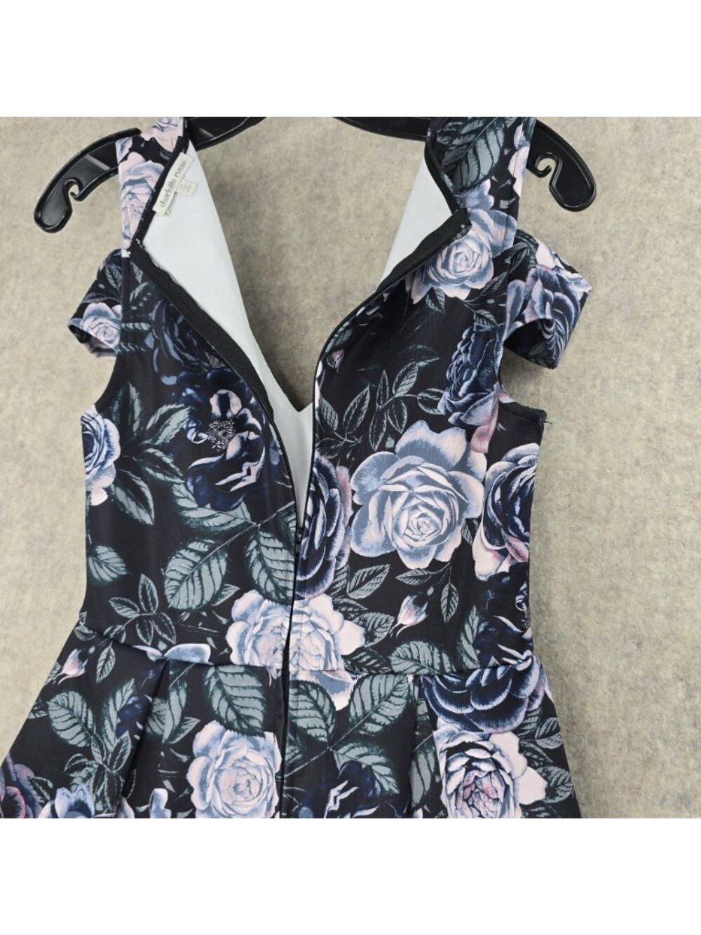 Charlotte Russe Womens Floral High-Low Black/Purple Dress Size M Fit & Flare - Picture 3 of 9